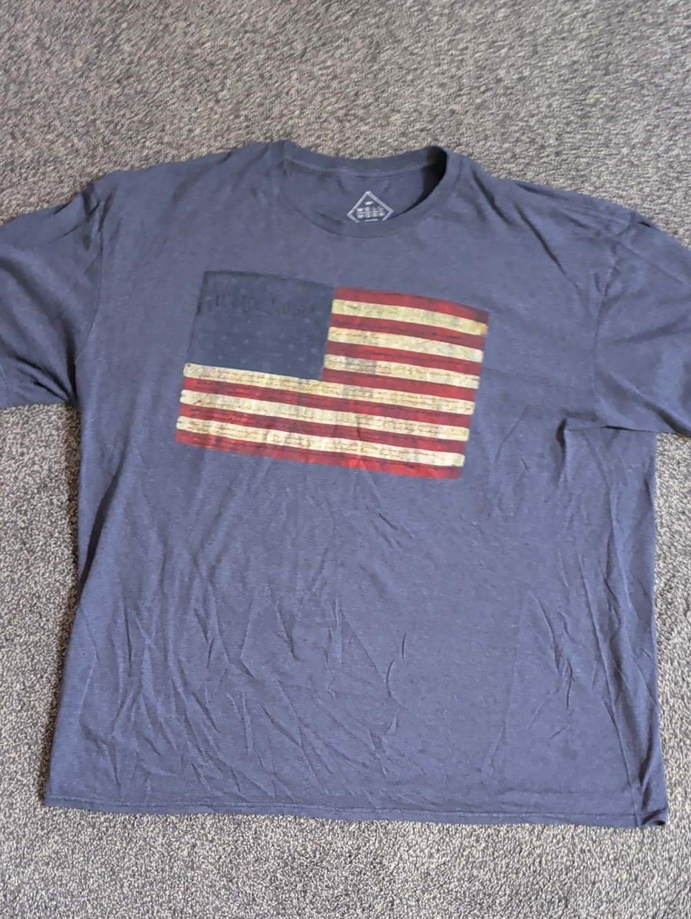 Well Worn Navy Short Sleeve Tee with Flag Graphic